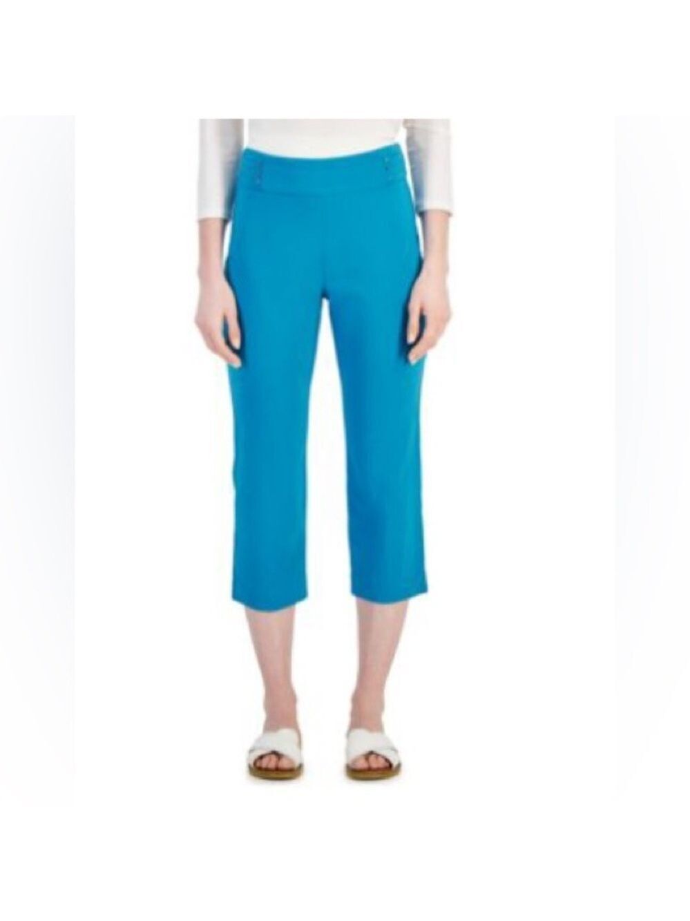 JM Collection Bright Blue Cropped Capri Pants Size XL New